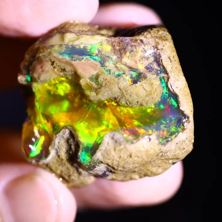 Ruwe Ethiopische Welo - Kristal Opaal - "Ember Veil" - (31 x 30 x 19 mm - 103.5 karaat) - POC-0945