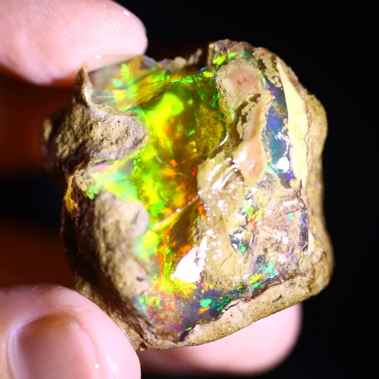 Ruwe Ethiopische Welo - Kristal Opaal - "Ember Veil" - (31 x 30 x 19 mm - 103.5 karaat) - POC-0945