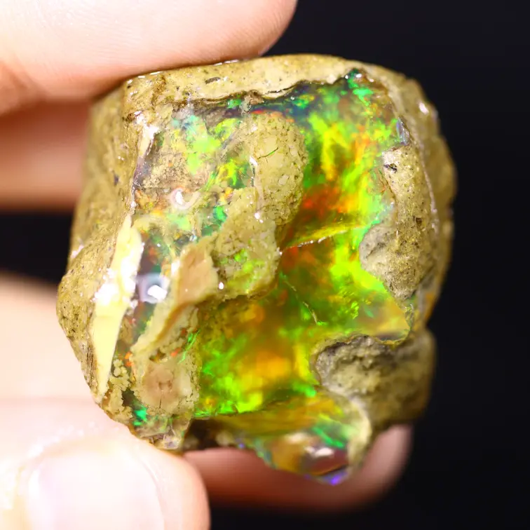 Ruwe Ethiopische Welo - Kristal Opaal - "Ember Veil" - (31 x 30 x 19 mm - 103.5 karaat) - POC-0945
