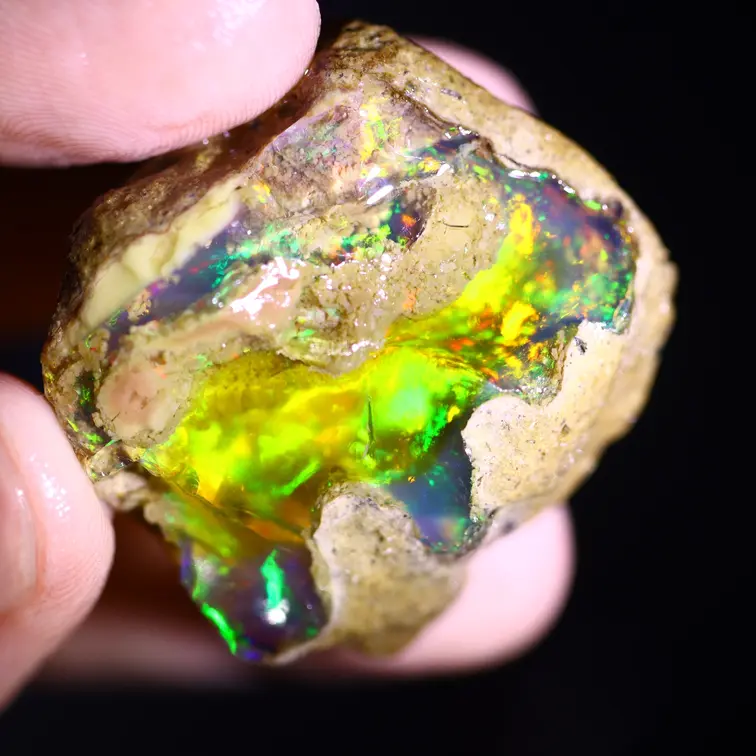 Ruwe Ethiopische Welo - Kristal Opaal - "Ember Veil" - (31 x 30 x 19 mm - 103.5 karaat) - POC-0945