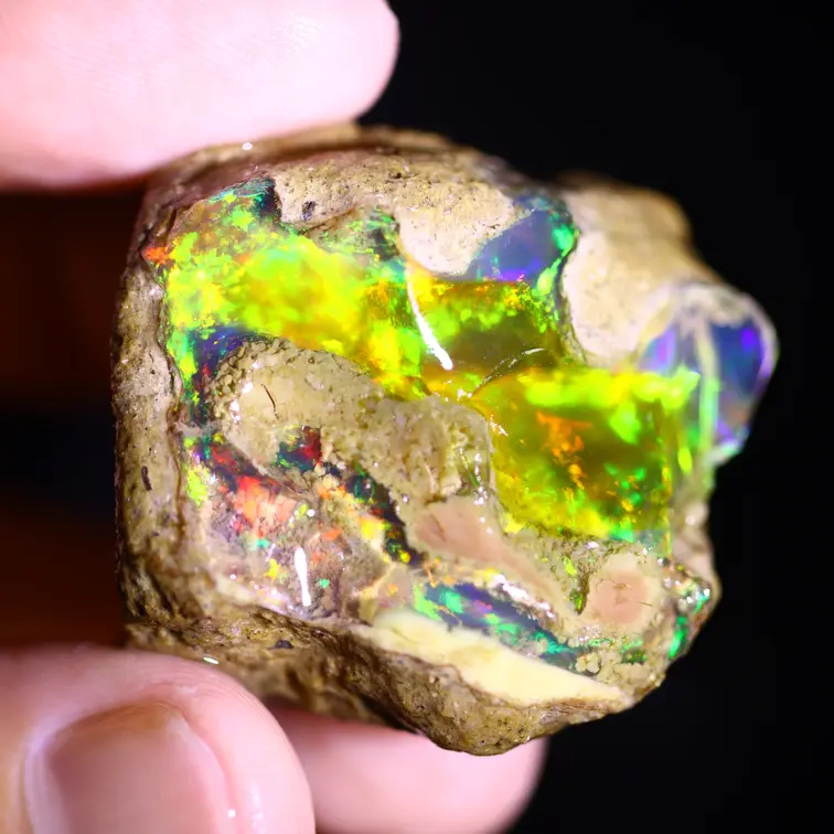 Ruwe Ethiopische Welo - Kristal Opaal - "Ember Veil" - (31 x 30 x 19 mm - 103.5 karaat) - POC-0945