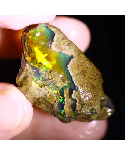 Ruwe Ethiopische Welo - Kristal Opaal - "Ember Veil" - (37 x 22 x 13 mm - 45.9 karaat) - POC-0950