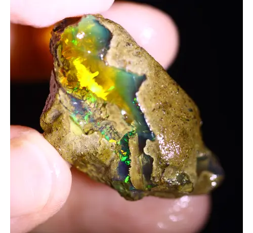 Ruwe Ethiopische Welo - Kristal Opaal - "Ember Veil" - (37 x 22 x 13 mm - 45.9 karaat) - POC-0950