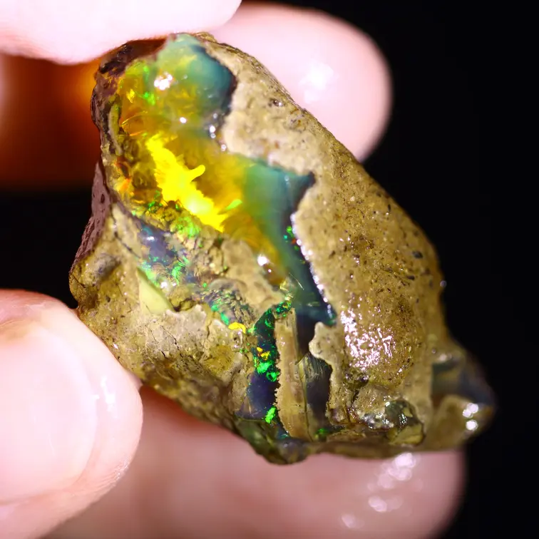 Ruwe Ethiopische Welo - Kristal Opaal - "Ember Veil" - (37 x 22 x 13 mm - 45.9 karaat) - POC-0950