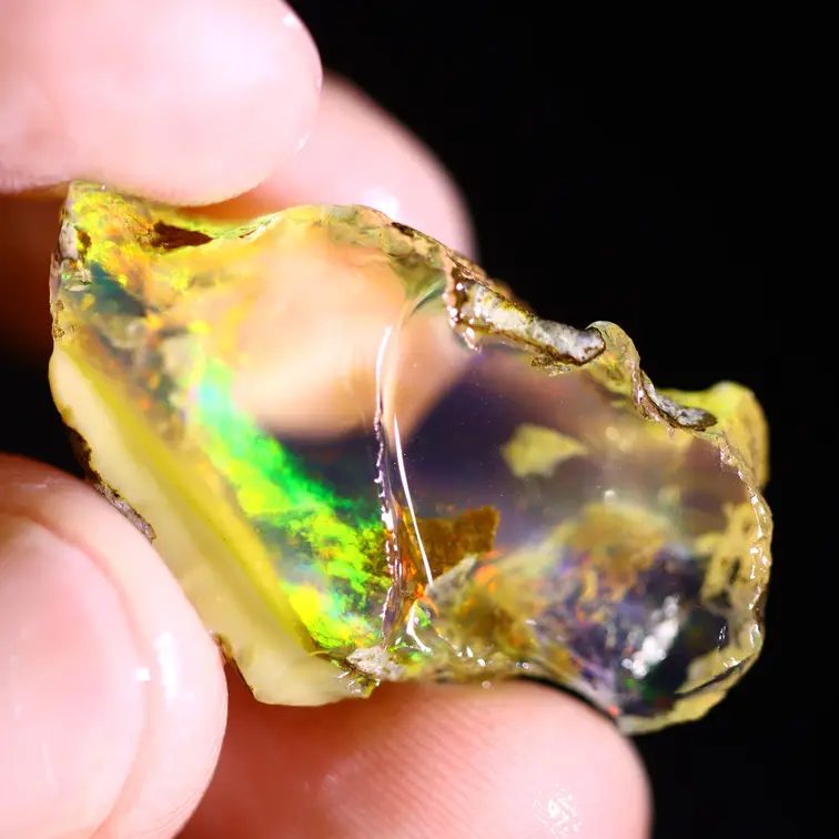 Ruwe Ethiopische Welo - Kristal Opaal - "Ember Flash" - (25 x 17 x 8 mm - 17.7 karaat) - POC-0951