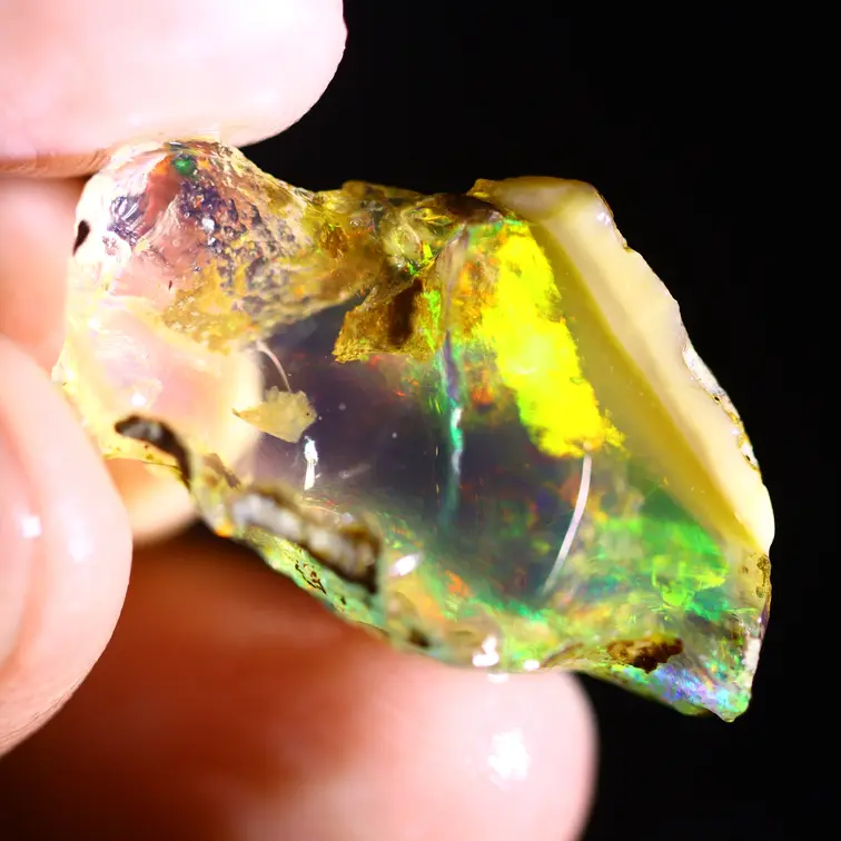 Ruwe Ethiopische Welo - Kristal Opaal - "Ember Flash" - (25 x 17 x 8 mm - 17.7 karaat) - POC-0951