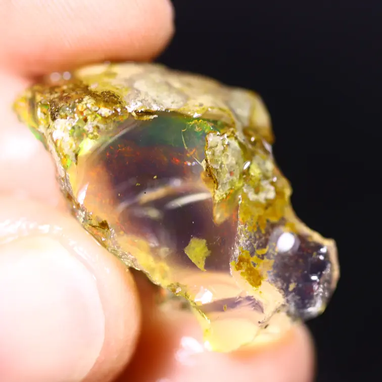 Ruwe Ethiopische Welo - Kristal Opaal - "Ember Flash" - (25 x 17 x 8 mm - 17.7 karaat) - POC-0951