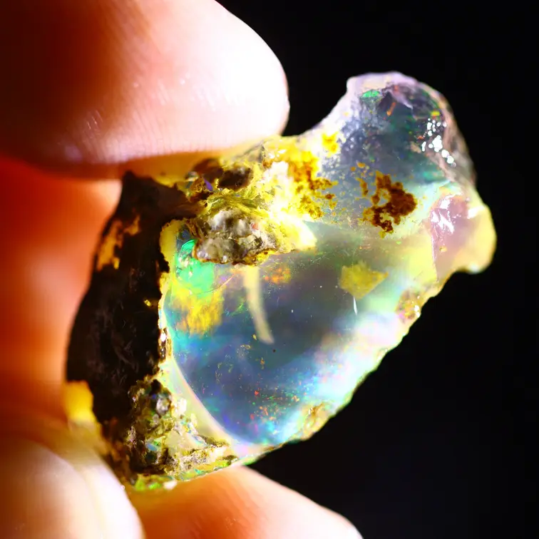 Ruwe Ethiopische Welo - Kristal Opaal - "Ember Flash" - (25 x 17 x 8 mm - 17.7 karaat) - POC-0951