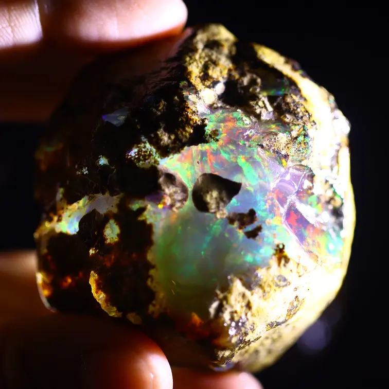 Welo éthiopienne brute - Opale de cristal - "Thunder Prism" - (55 x 53 x 34 mm - 488.8 carats) - POC-0958