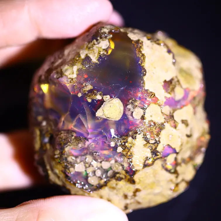 Rough Ethiopian Welo - Crystal Opal - "Thunder Prism" - (55 x 53 x 34 mm - 488.8 carat) - POC-0958
