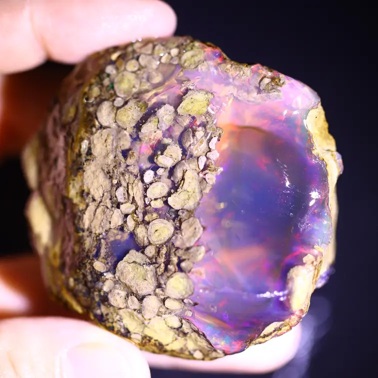 Welo éthiopienne brute - Opale de cristal - "Thunder Prism" - (55 x 53 x 34 mm - 488.8 carats) - POC-0958