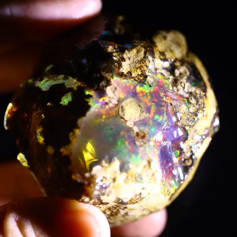 Roher äthiopischer Welo - Kristallopal - "Thunder Prism" - (55 x 53 x 34 mm - 488.8 Karat) - POC-0958