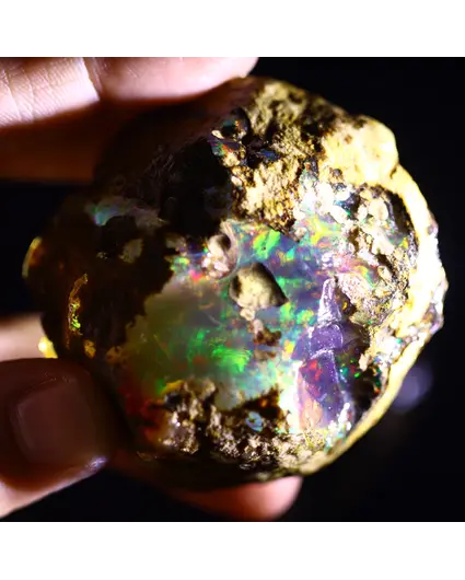 Rough Ethiopian Welo - Crystal Opal - "Thunder Prism" - (55 x 53 x 34 mm - 488.8 carat) - POC-0958