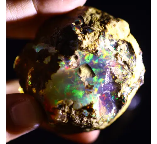 Welo éthiopienne brute - Opale de cristal - "Thunder Prism" - (55 x 53 x 34 mm - 488.8 carats) - POC-0958