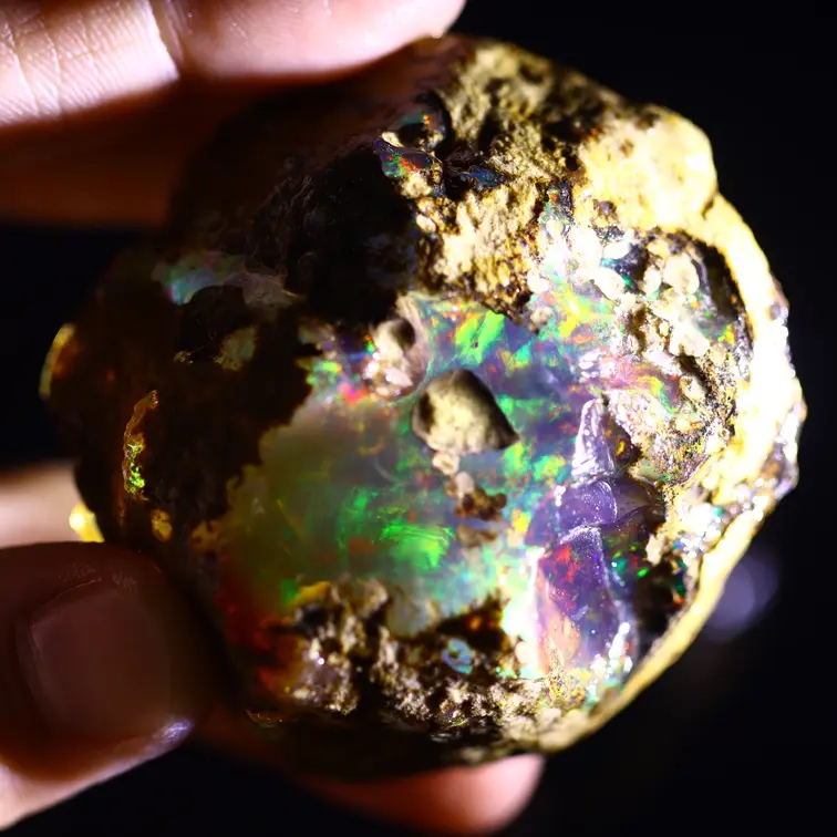 Welo éthiopienne brute - Opale de cristal - "Thunder Prism" - (55 x 53 x 34 mm - 488.8 carats) - POC-0958