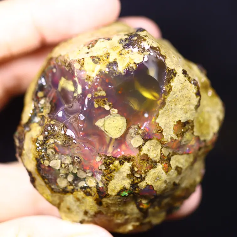 Roher äthiopischer Welo - Kristallopal - "Thunder Prism" - (55 x 53 x 34 mm - 488.8 Karat) - POC-0958