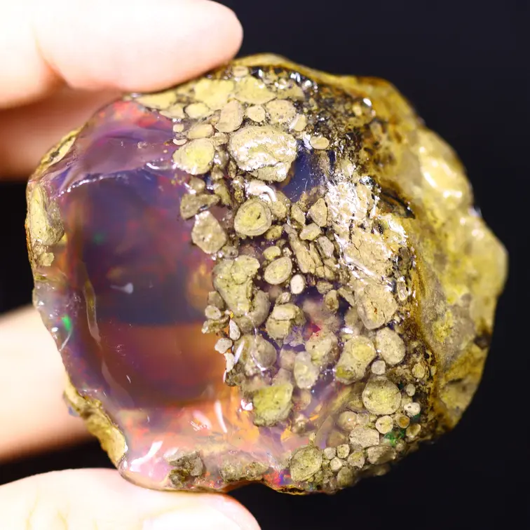 Welo éthiopienne brute - Opale de cristal - "Thunder Prism" - (55 x 53 x 34 mm - 488.8 carats) - POC-0958