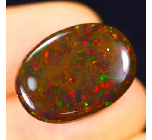 Welo éthiopienne - Opale fumée "Rainbow Nocturne" - (21.9 x 16 x 4.2 mm - 9.44 carats)