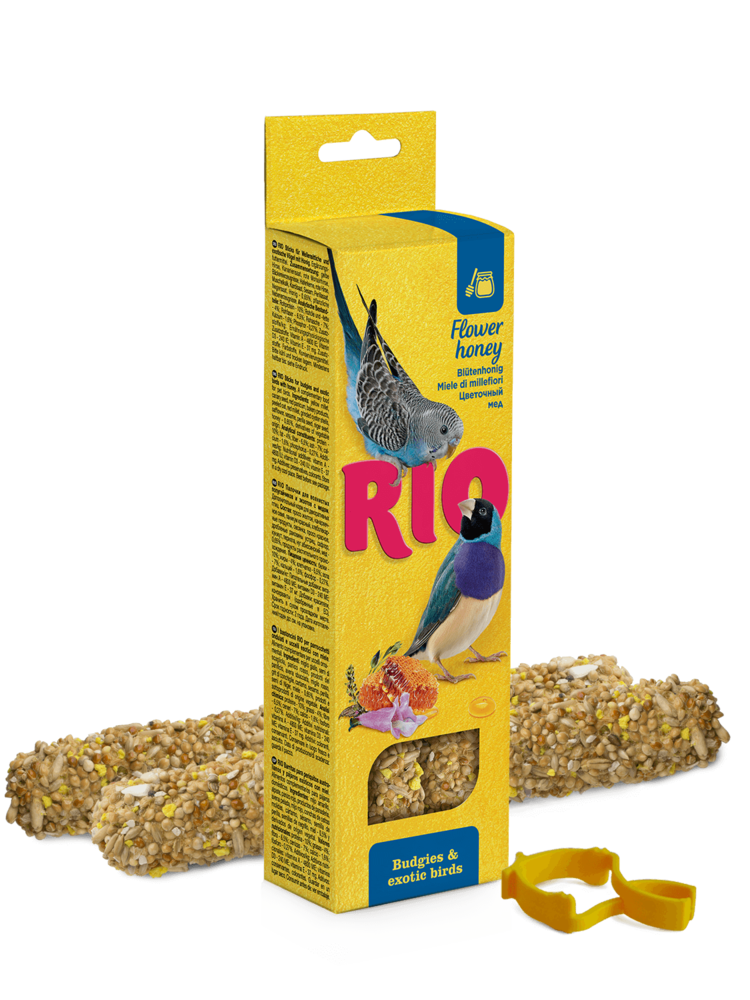 RIO RIO Paus para periquitos e pássaros exóticos com mel, 2x40 g RIO RIO Paus para periquitos e pássaros exóticos com mel, 2x40 g