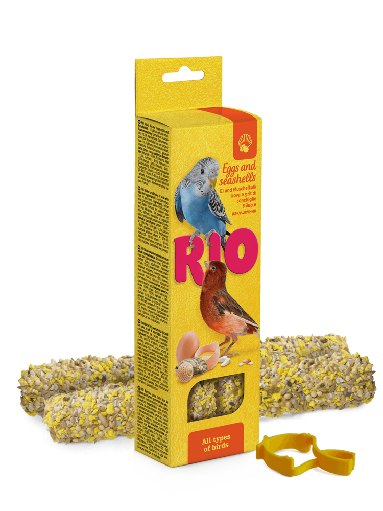 RIO Sticks für alle Vögel mit Ei und Muschelkalk, 2x40 g