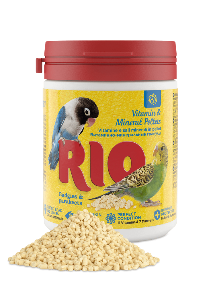 RIO RIO Vitamin & Mineral Pellets für Wellensittiche und Grosssittiche, 120 g RIO RIO Vitamin & Mineral Pellets für Wellensittiche und Grosssittiche, 120 g