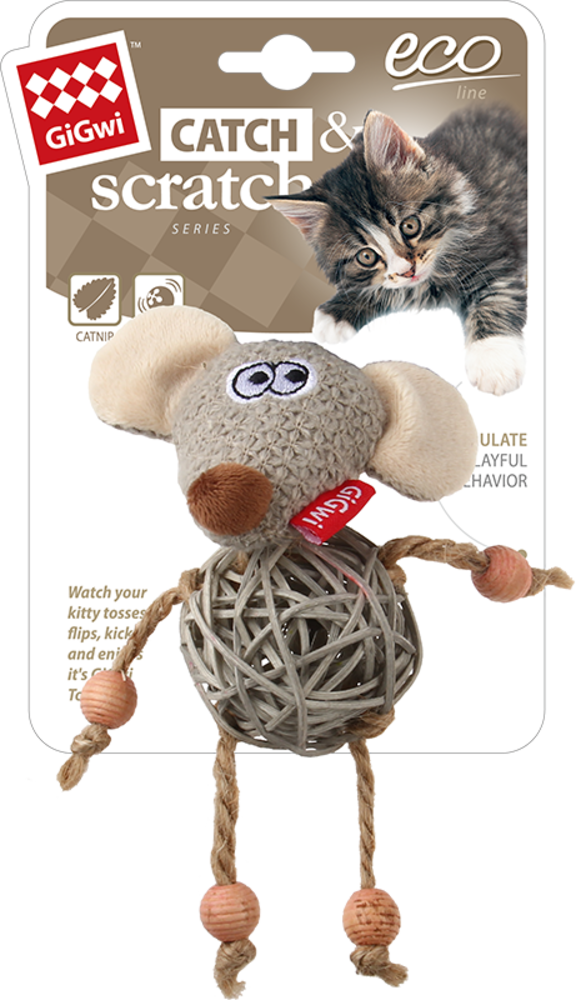 GiGwi ECO LINE Hout Met Kattenkruid Muis GiGwi ECO LINE Hout Met Kattenkruid Muis