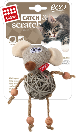 GiGwi ECO LINE Bois Avec de l'herbe à chat Souris GiGwi ECO LINE Bois Avec de l'herbe à chat Souris