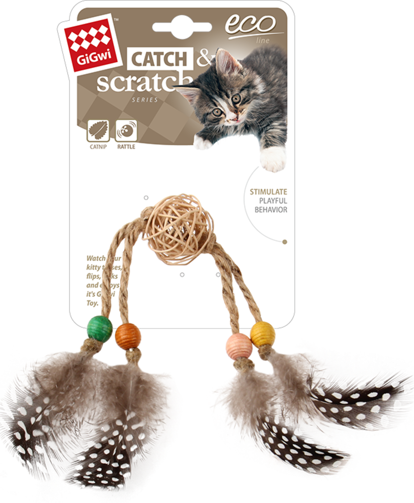 GiGwi ECO LINE Chocalho Madeira com Penas GiGwi ECO LINE Chocalho Madeira com Penas