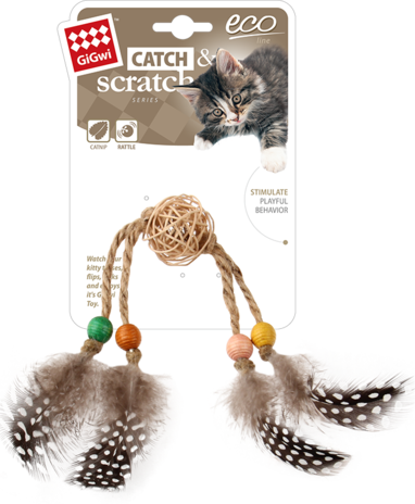 GiGwi ECO LINE Chocalho Madeira com Penas GiGwi ECO LINE Chocalho Madeira com Penas