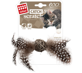 GiGwi ECO LINE Hochet Bois avec Plumes GiGwi ECO LINE Hochet Bois avec Plumes