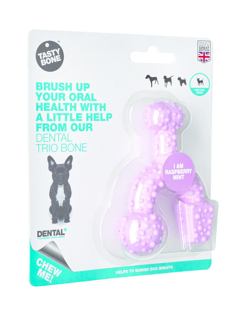 Tasty Bone Trio de Ossos Dental Raspberry Mint Toy Tasty Bone Trio de Ossos Dental Raspberry Mint Toy