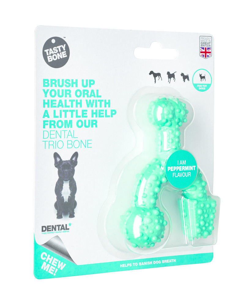 Tasty Bone Dental Trio Bone Peppermint Toy Tasty Bone Dental Trio Bone Peppermint Toy