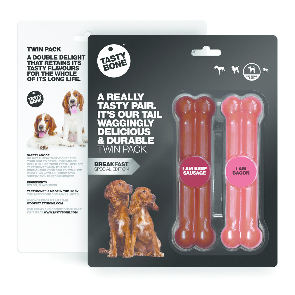 Tasty Bone Twinpack Desayuno - Salchicha de ternera y bacon Small Tasty Bone Twinpack Desayuno - Salchicha de ternera y bacon Small