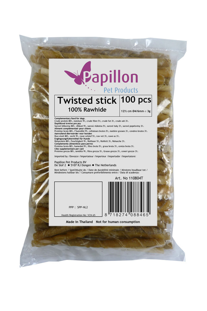 Papillon Pet Products Papillon 100 rolsticks naturel Papillon Pet Products Papillon 100 rolsticks naturel