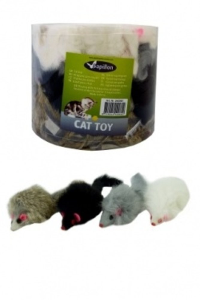 Papillon Pet Products Ratón con sonajero 8cm.blanco gris marrón negro
