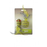 Papillon Pet Products Glittermuis 5 cm en glitterbal 4 cm met veer op kaart Papillon Pet Products Glittermuis 5 cm en glitterbal 4 cm met veer op kaart