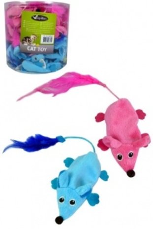 Papillon Pet Products Plush mouse 11 cm pink and blue