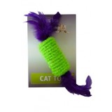 Papillon Pet Products Roller met ratel en veren 10 cm op kaart Papillon Pet Products Roller met ratel en veren 10 cm op kaart