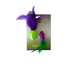 Papillon Pet Products Topo di 5 cm e palla di 4 cm con molla su cartoncino