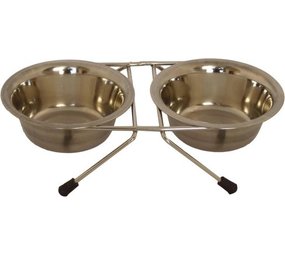 Papillon Pet Products RVS standaard met 2 eetbakjes