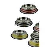 Papillon Pet Products RVS eetbak met rubberen rand en 2 gekleurde strepen