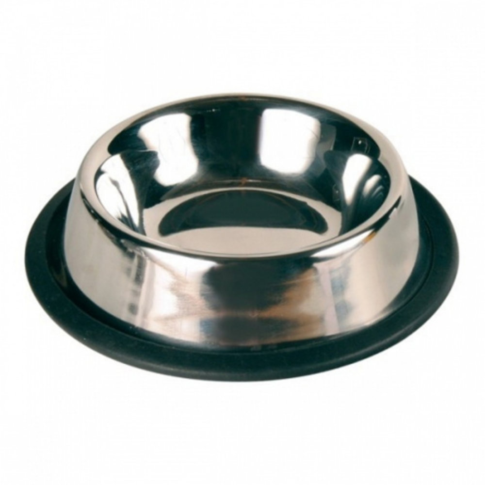 Papillon Pet Products Comedero de acero inoxidable con borde de goma 23 cm 0,70 l