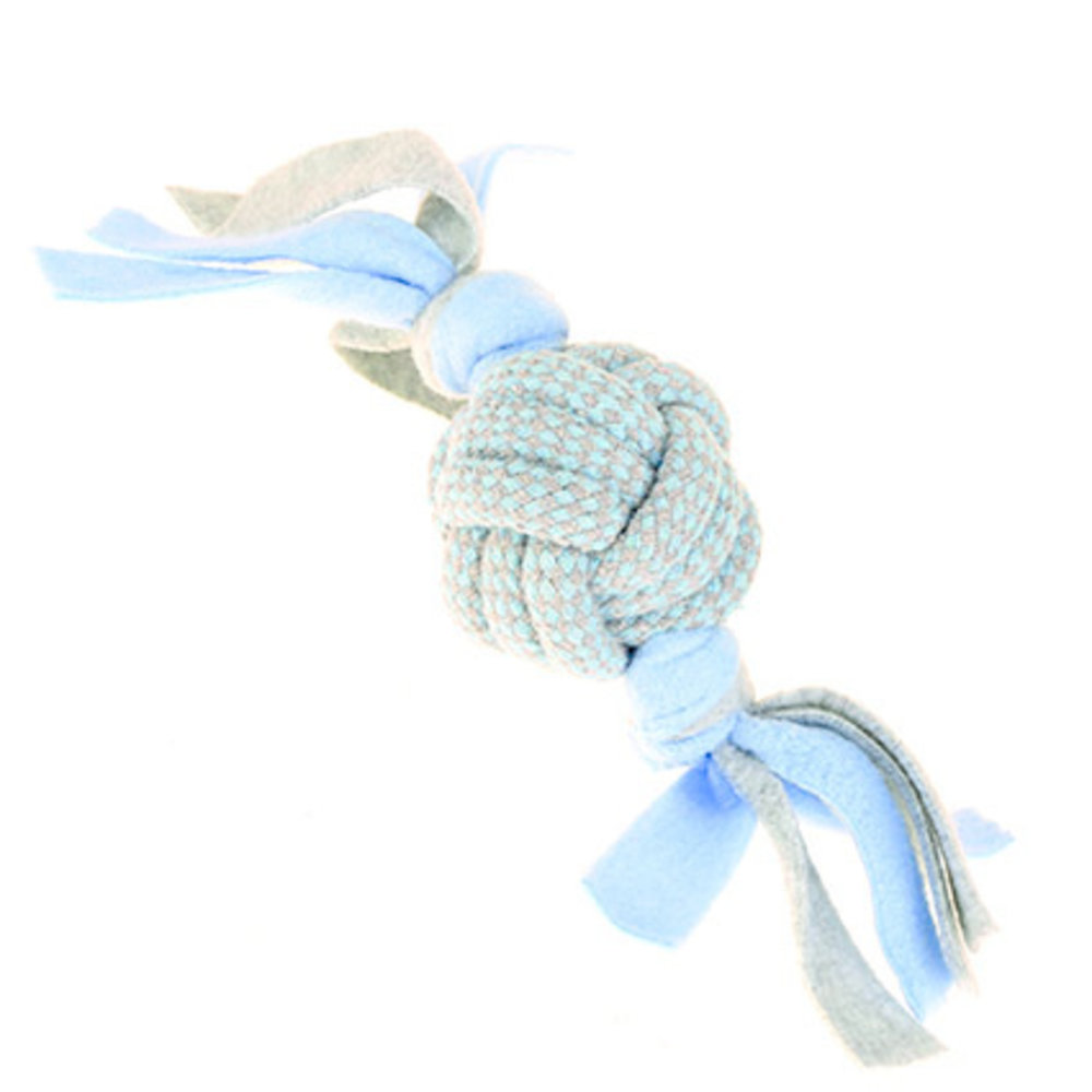 Happy Pet Little Rascals Fleecy Rope Ball Tugger Blue Happy Pet Little Rascals Fleecy Rope Ball Tugger Blue