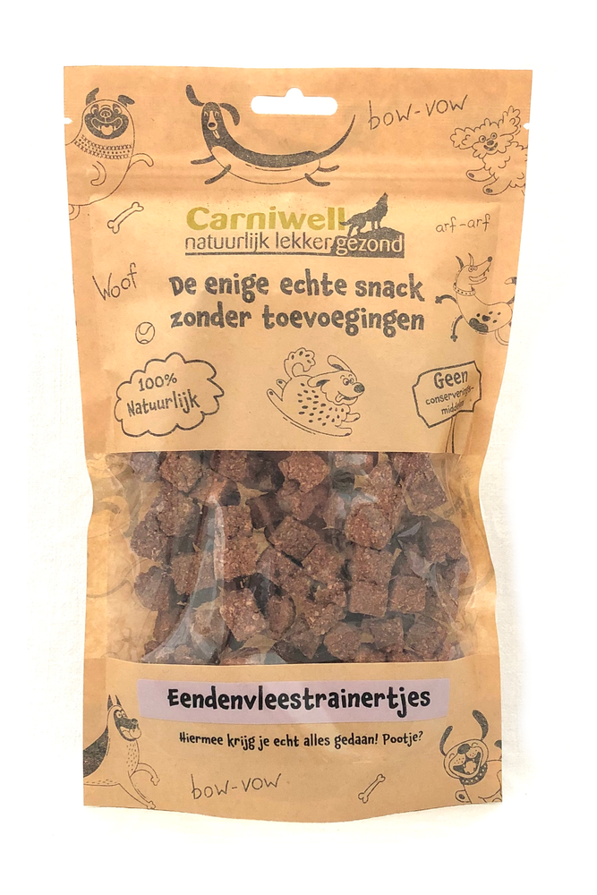 Carniwell Carniwell Eendenvleestrainertjes 200g Carniwell Carniwell Eendenvleestrainertjes 200g