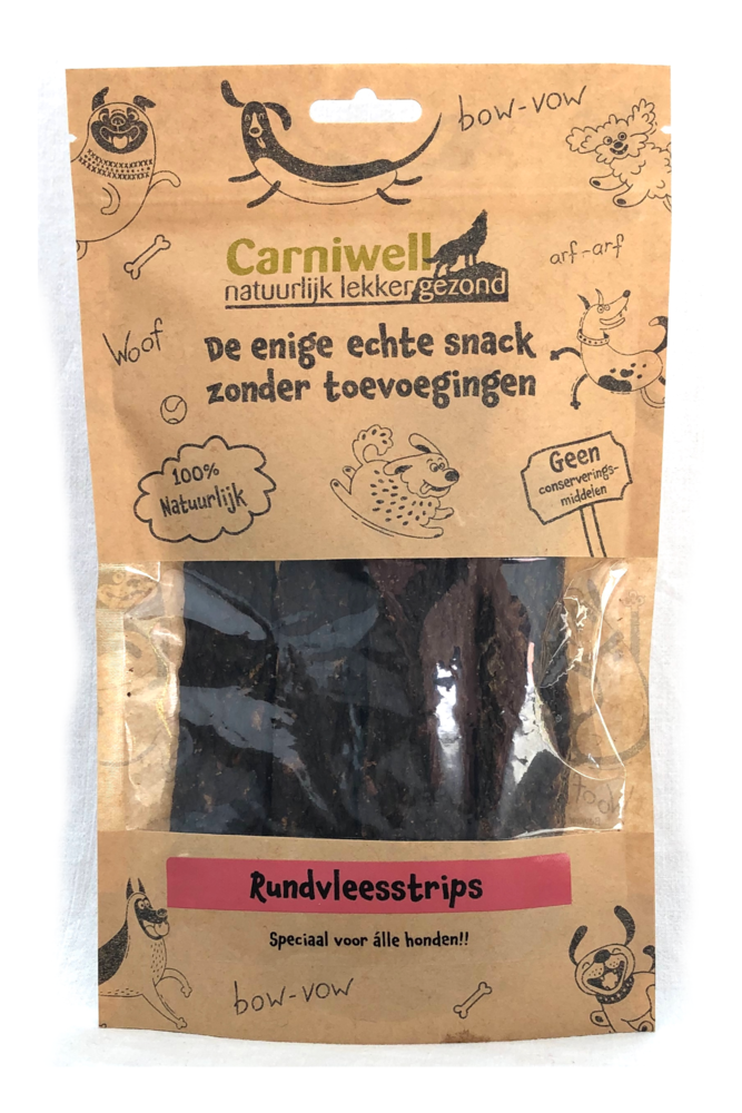 Carniwell Carniwell Rundvleesstrips 100g Carniwell Carniwell Rundvleesstrips 100g