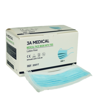 3A Medical Maschere per bocca medica con stringhe - 40 scatole (50 pezzi/scatola)