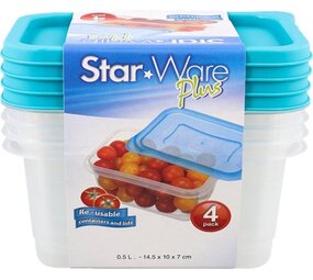 Star Ware Star Ware Plus Re-usable containers and lids 4 pack Star Ware Star Ware Plus Re-usable containers and lids 4 pack