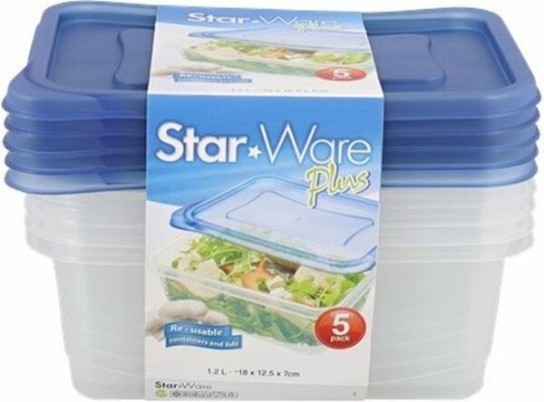 Star Ware Star Ware Plus Vershoudbakjes 5 stuks Star Ware Star Ware Plus Vershoudbakjes 5 stuks