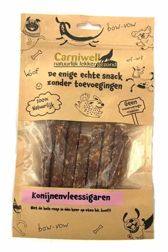 Carniwell Carniwell Sigari di carne di coniglio 100g