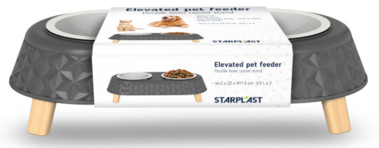 Starplast Starplast Dubbele Voerbak grijs Starplast Starplast Dubbele Voerbak grijs